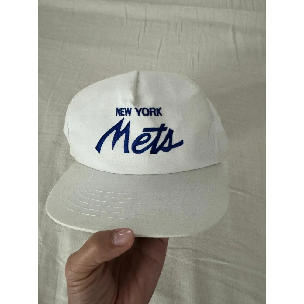 Vintage Sports Specialties New York Mets Snapback Hat White Script Logo MLB Cap